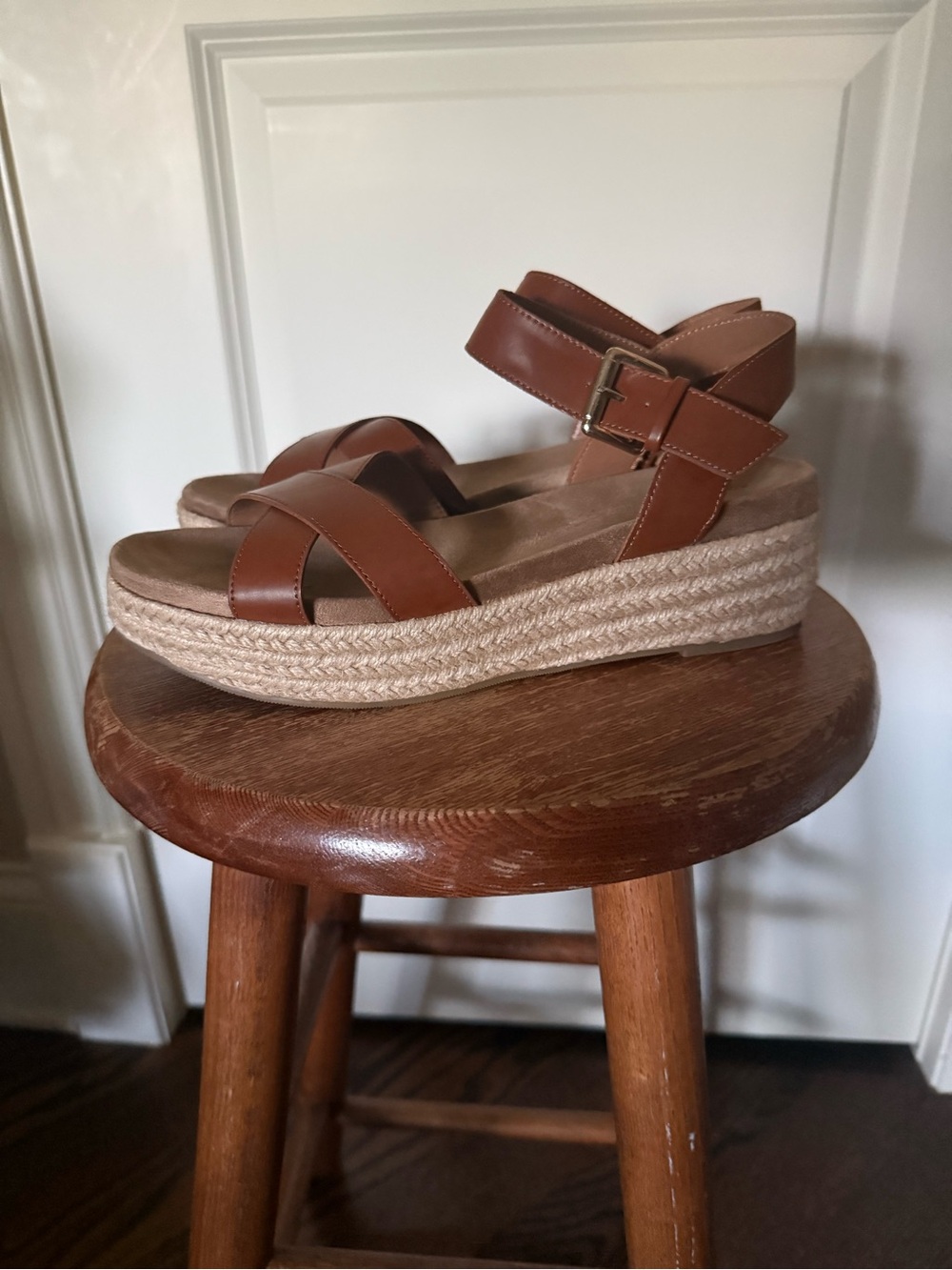 Style & Co. Tan Leather-Look Slide Sandals
